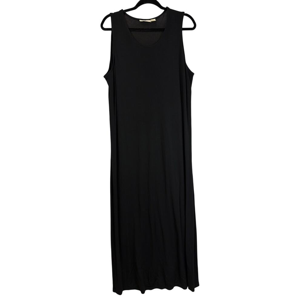 Vintage J Jill Black Sleeveless Scoop Neck Rayon Maxi Dress Size 2X